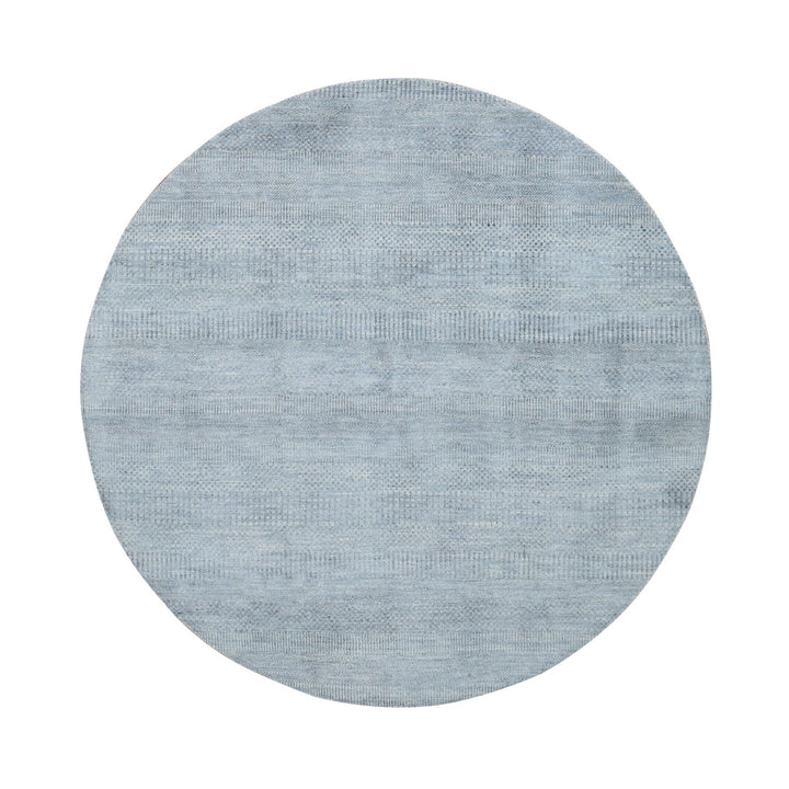 5'10" x 5'10" New Hand Knotted Grey Wool & Silk Round Oriental Rug - MOA10287371