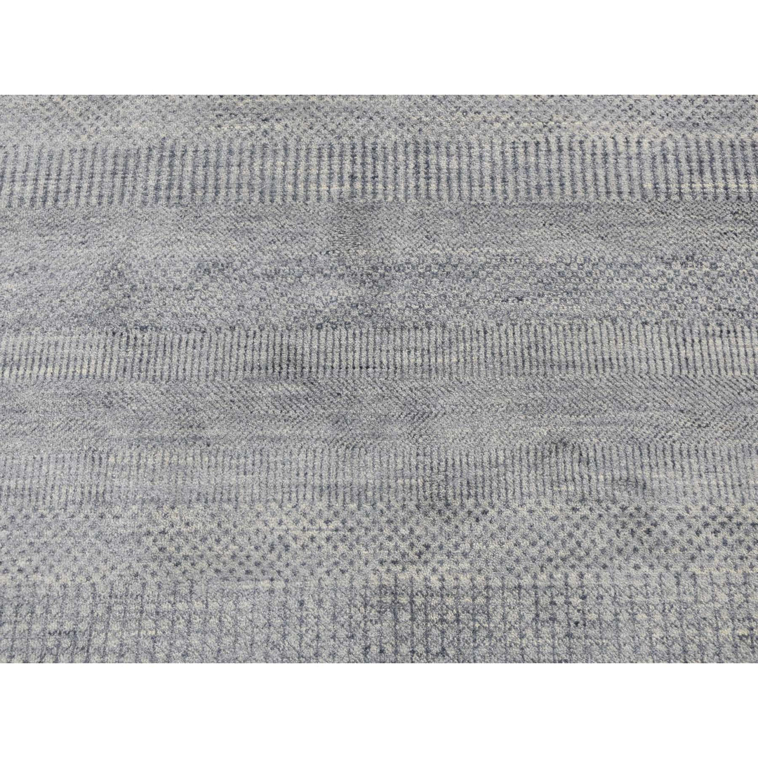 5'10" x 5'10" New Hand Knotted Grey Wool & Silk Round Oriental Rug - MOA10287371