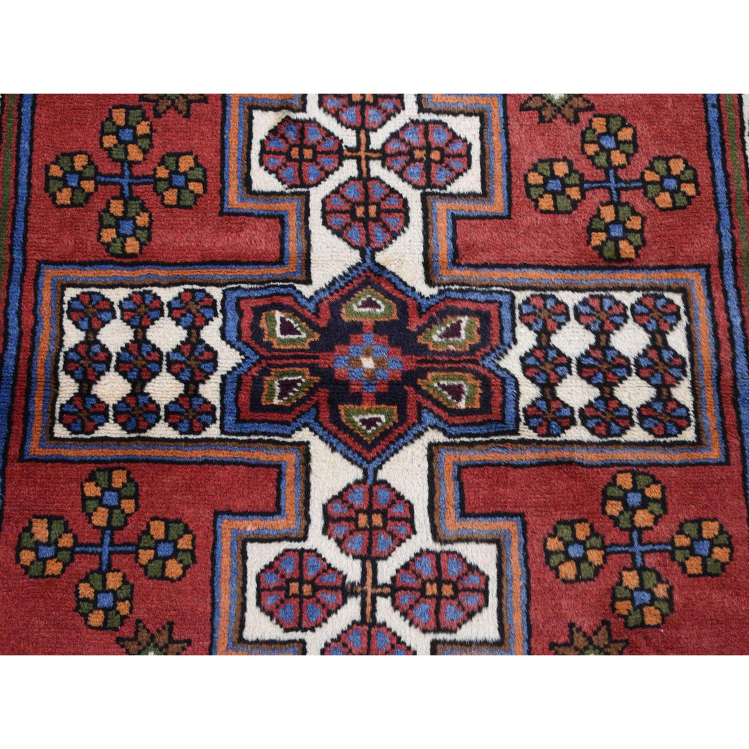 3'5" x 5'3" New Hand Knotted Red Wool Rectangle Oriental Rug - MOA10287379