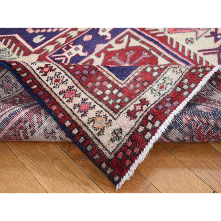 3'8" x 10'0" Vintage Hand Knotted Blue Wool Runner Oriental Rug - MOA10287386