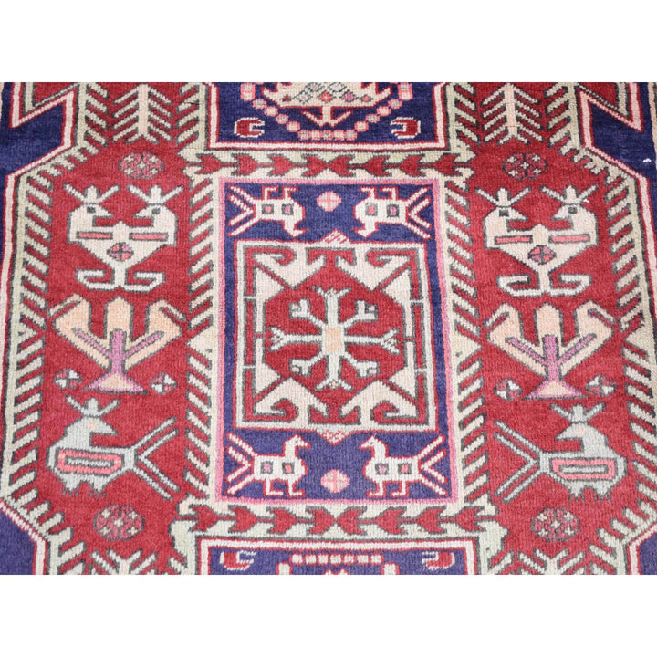 3'8" x 10'0" Vintage Hand Knotted Blue Wool Runner Oriental Rug - MOA10287386