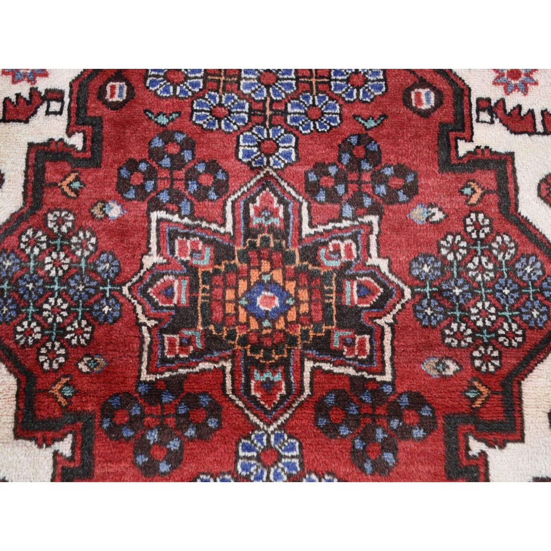 3'8" x 5'0" New Hand Knotted Red Wool Rectangle Oriental Rug - MOA10287393