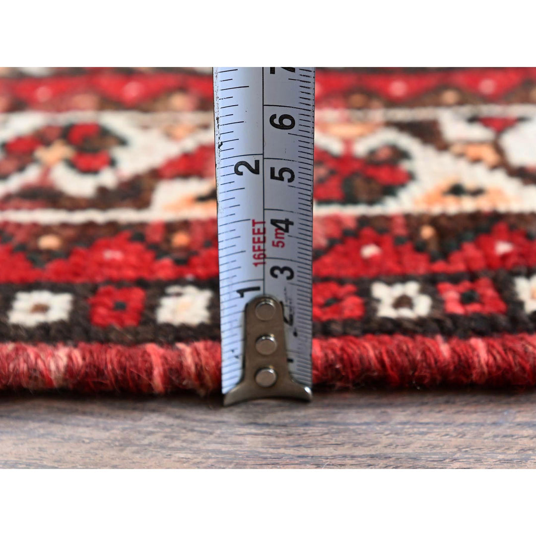 3'9" x 5'1" Vintage Hand Knotted Red Wool Rectangle Oriental Rug - MOA102873
