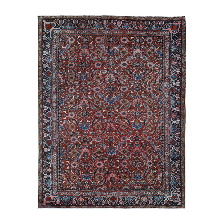 7'3" x 9'7" Vintage Hand Knotted Red Wool Rectangle Oriental Rug - MOA10287401