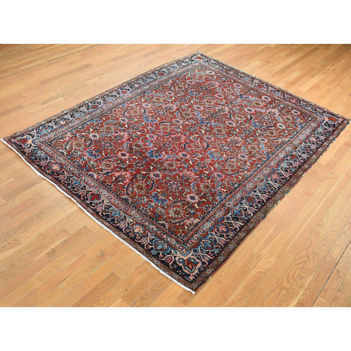 7'3" x 9'7" Vintage Hand Knotted Red Wool Rectangle Oriental Rug - MOA10287401