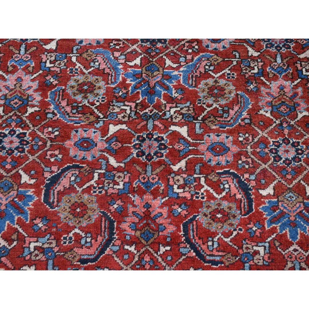 7'3" x 9'7" Vintage Hand Knotted Red Wool Rectangle Oriental Rug - MOA10287401