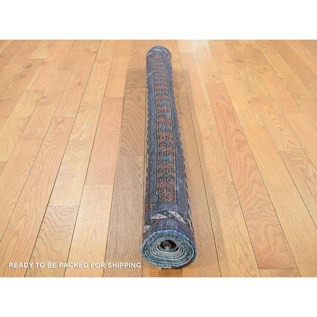 4'4" x 6'10" Vintage Hand Knotted Blue Wool Rectangle Oriental Rug - MOA10287404