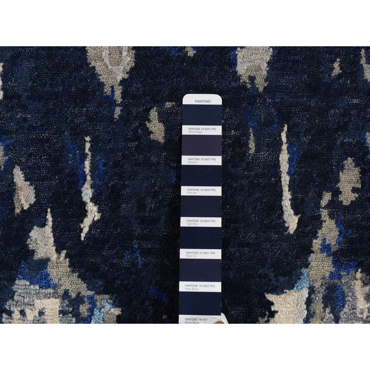 6'0" x 9'1" New Hand Knotted Blue Wool & Silk Rectangle Oriental Rug - MOA10287428