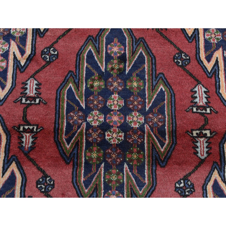 3'5" x 5'0" New Hand Knotted Red Wool Rectangle Oriental Rug - MOA10287432