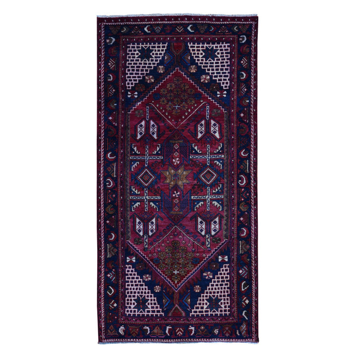 4'3" x 9'0" Vintage Hand Knotted Red Wool Runner Oriental Rug - MOA10287440