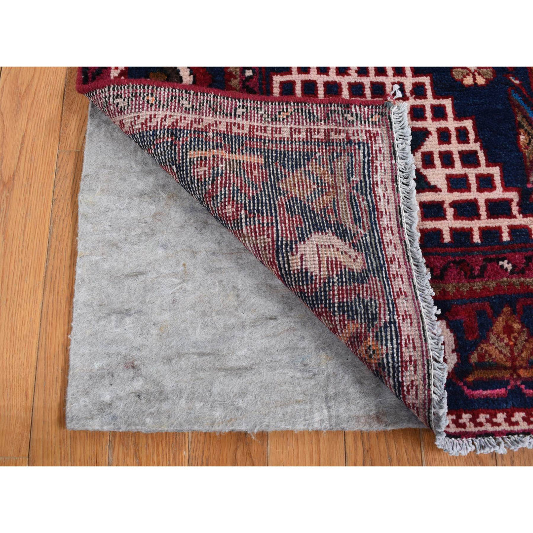 4'3" x 9'0" Vintage Hand Knotted Red Wool Runner Oriental Rug - MOA10287440