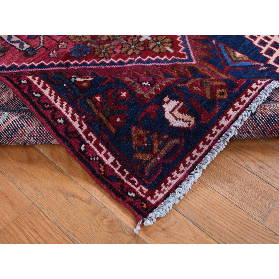 4'3" x 9'0" Vintage Hand Knotted Red Wool Runner Oriental Rug - MOA10287440