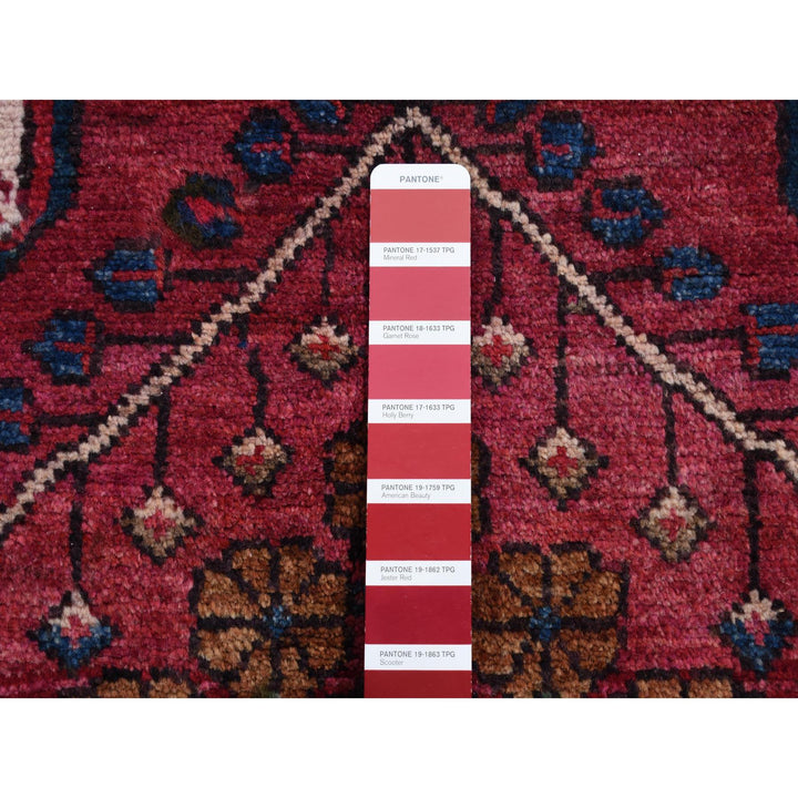 4'3" x 9'0" Vintage Hand Knotted Red Wool Runner Oriental Rug - MOA10287440