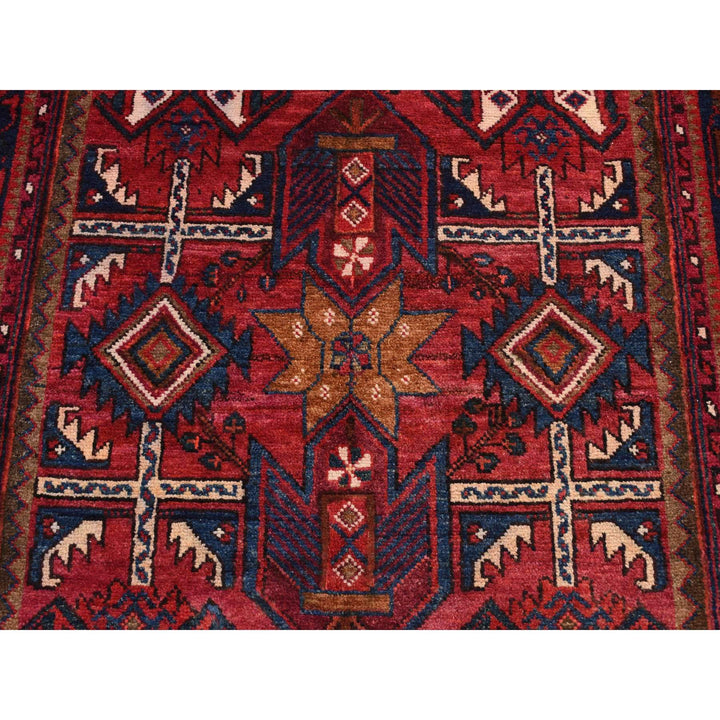 4'3" x 9'0" Vintage Hand Knotted Red Wool Runner Oriental Rug - MOA10287440