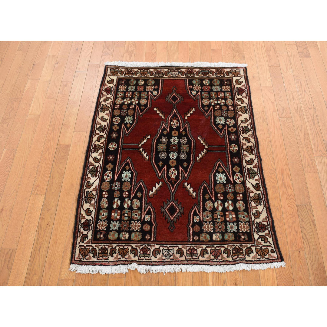 3'6" x 4'8" New Hand Knotted Red Wool Rectangle Oriental Rug - MOA10287454