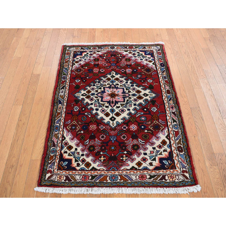 3'7" x 4'8" New Hand Knotted Red Wool Rectangle Oriental Rug - MOA10287457