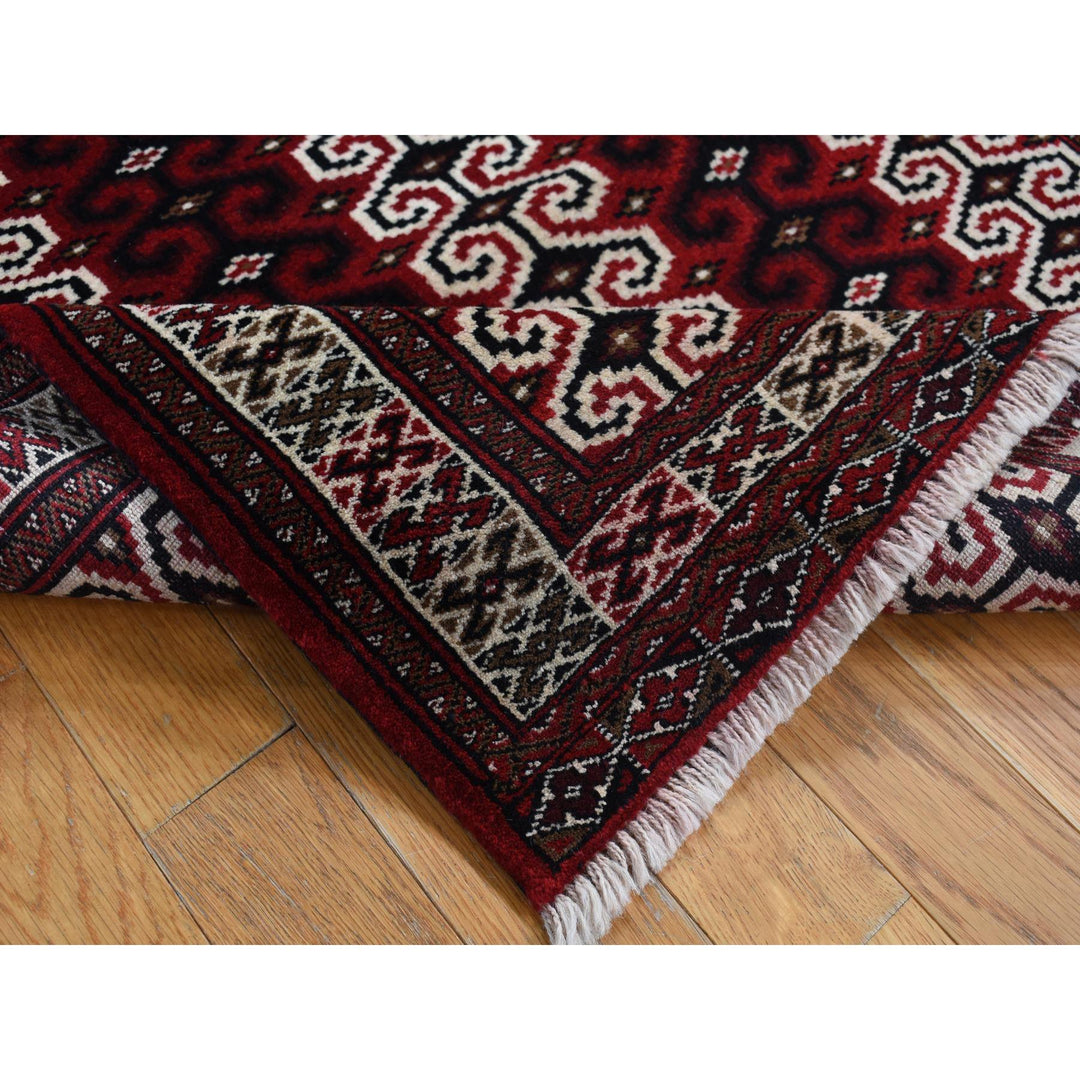 3'2" x 4'1" New Hand Knotted Red Wool Rectangle Oriental Rug - MOA10287460