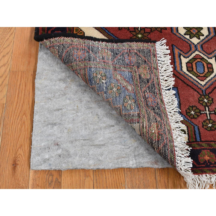 3'5" x 5'0" Vintage Hand Knotted Red Wool Rectangle Oriental Rug - MOA10287464