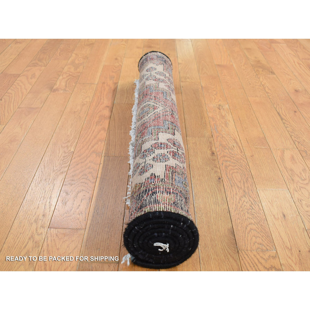 3'5" x 5'0" Vintage Hand Knotted Red Wool Rectangle Oriental Rug - MOA10287464