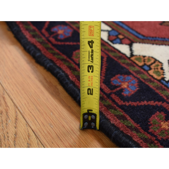3'5" x 5'0" Vintage Hand Knotted Red Wool Rectangle Oriental Rug - MOA10287464