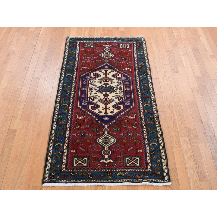 3'4" x 6'8" New Hand Knotted Red Wool Runner Oriental Rug - MOA10287467