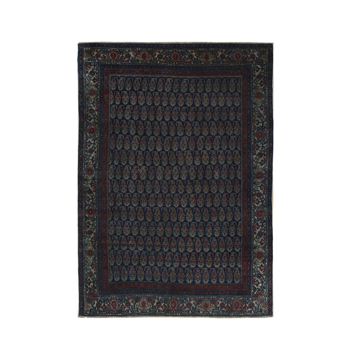 4'0" x 6'0" Vintage Hand Knotted Blue Worn Wool Rectangle Oriental Rug - MOA10287479
