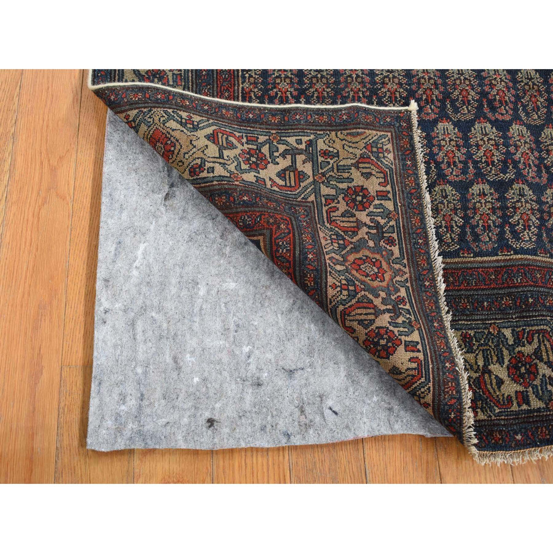 4'0" x 6'0" Vintage Hand Knotted Blue Worn Wool Rectangle Oriental Rug - MOA10287479
