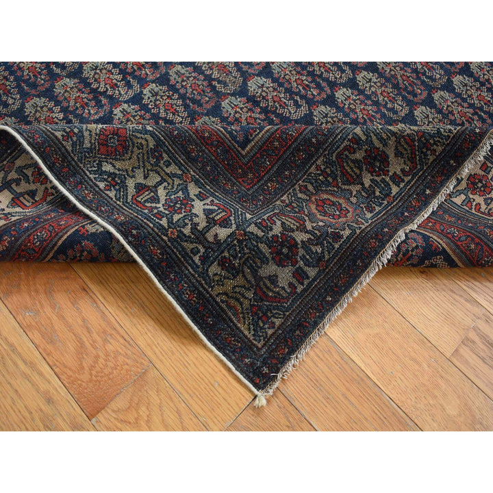 4'0" x 6'0" Vintage Hand Knotted Blue Worn Wool Rectangle Oriental Rug - MOA10287479