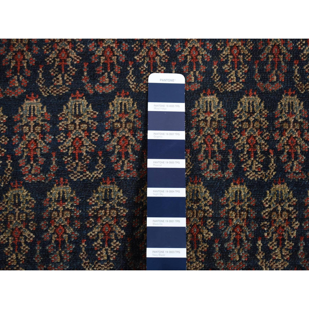 4'0" x 6'0" Vintage Hand Knotted Blue Worn Wool Rectangle Oriental Rug - MOA10287479