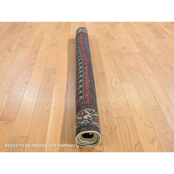 4'0" x 6'0" Vintage Hand Knotted Blue Worn Wool Rectangle Oriental Rug - MOA10287479