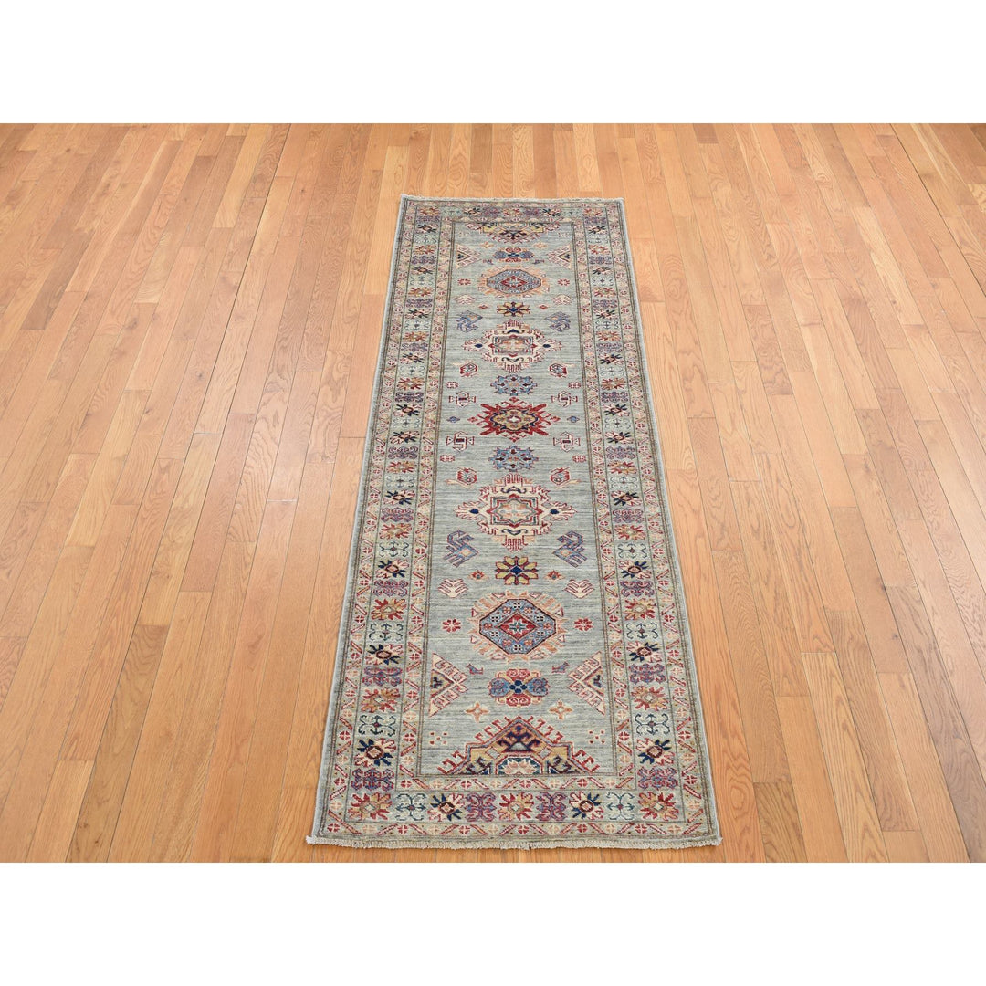 2'10" x 8'0" New Hand Knotted Grey Wool Runner Oriental Rug - MOA10287492