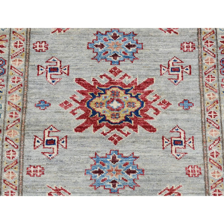 2'10" x 8'0" New Hand Knotted Grey Wool Runner Oriental Rug - MOA10287492