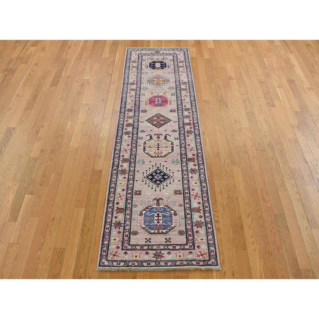 2'8" x 8'10" New Hand Knotted Pink Wool Runner Oriental Rug - MOA10287504