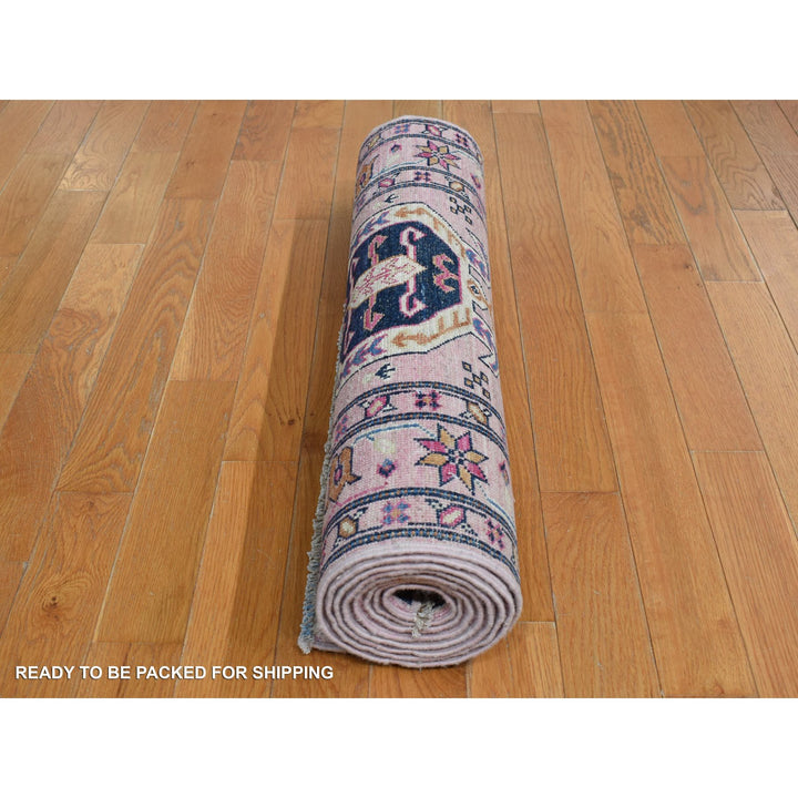 2'8" x 8'10" New Hand Knotted Pink Wool Runner Oriental Rug - MOA10287504