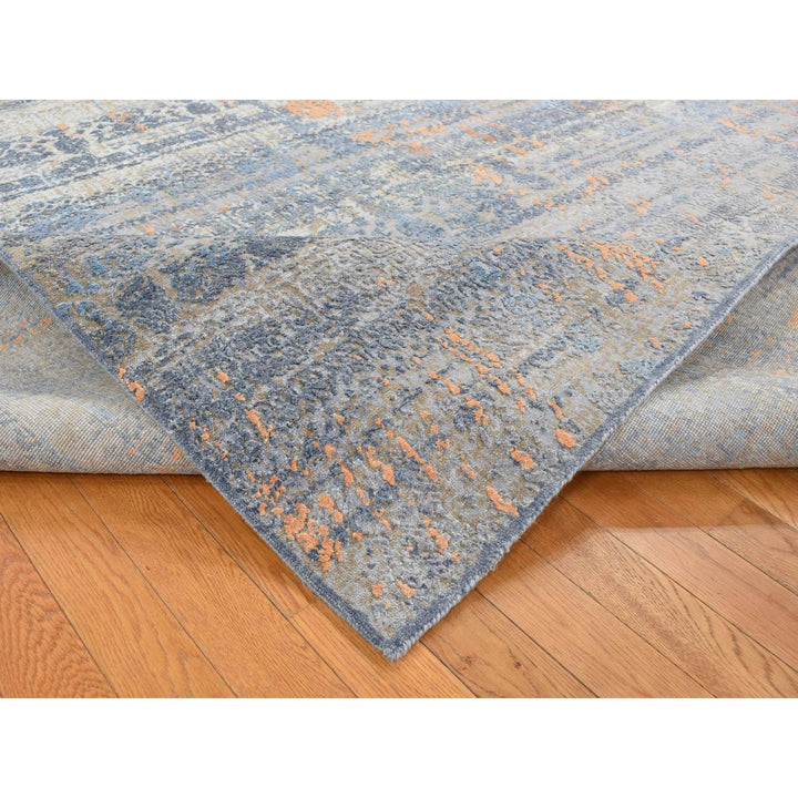 8'0" x 10'0" New Hand Knotted Blue Wool & Silk Rectangle Oriental Rug - MOA10287514