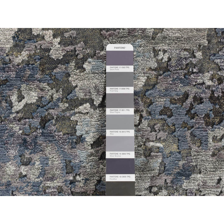 7'10" x 9'9" New Hand Knotted Grey Wool & Silk Rectangle Oriental Rug - MOA10287515