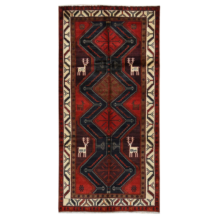 5'2" x 10'6" New Hand Knotted Red Wool Runner Oriental Rug - MOA10287524