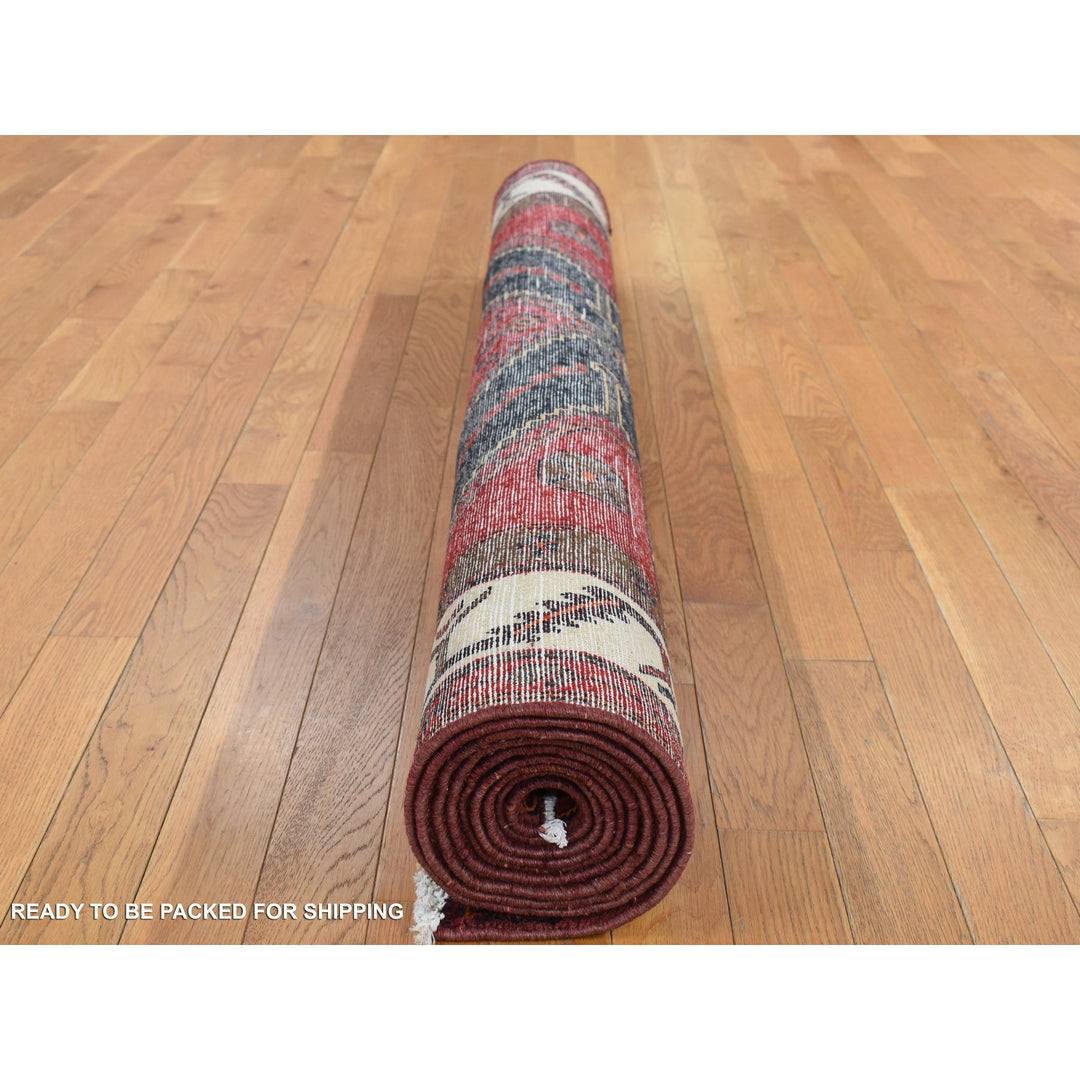 5'2" x 10'6" New Hand Knotted Red Wool Runner Oriental Rug - MOA10287524