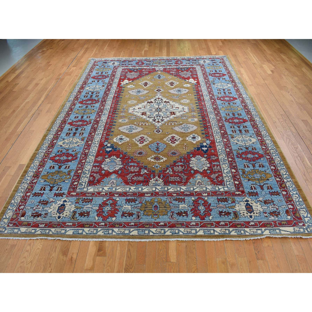 9'10" x 13'10" New Hand Knotted Green Wool Rectangle Oriental Rug - MOA10287536