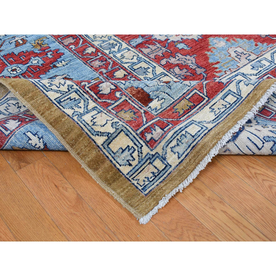 9'10" x 13'10" New Hand Knotted Green Wool Rectangle Oriental Rug - MOA10287536