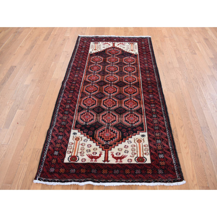3'10" x 7'1" Vintage Hand Knotted Red Wool Rectangle Oriental Rug - MOA10287572
