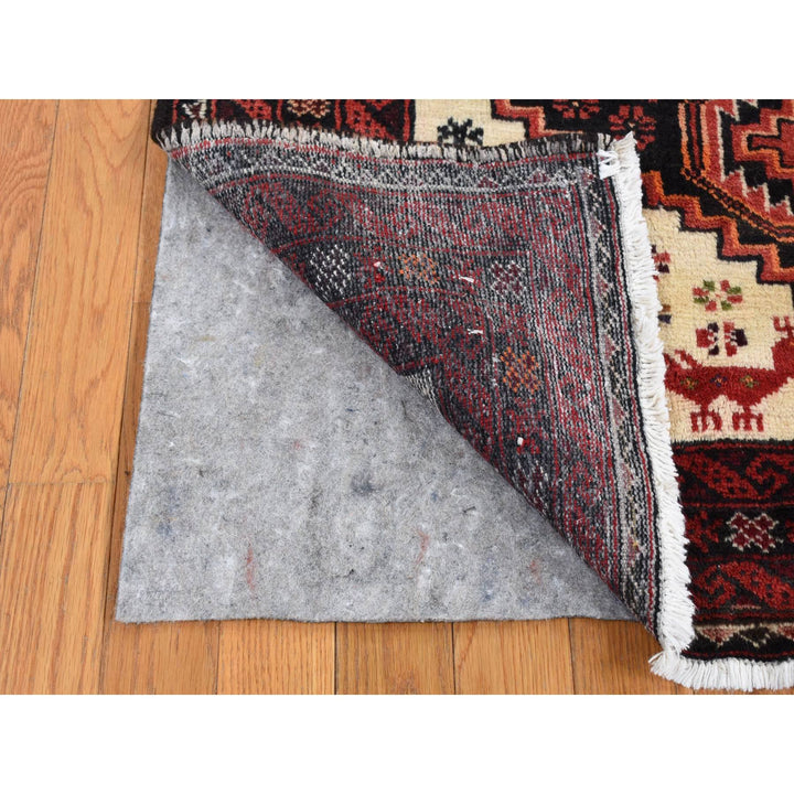 3'10" x 7'1" Vintage Hand Knotted Red Wool Rectangle Oriental Rug - MOA10287572