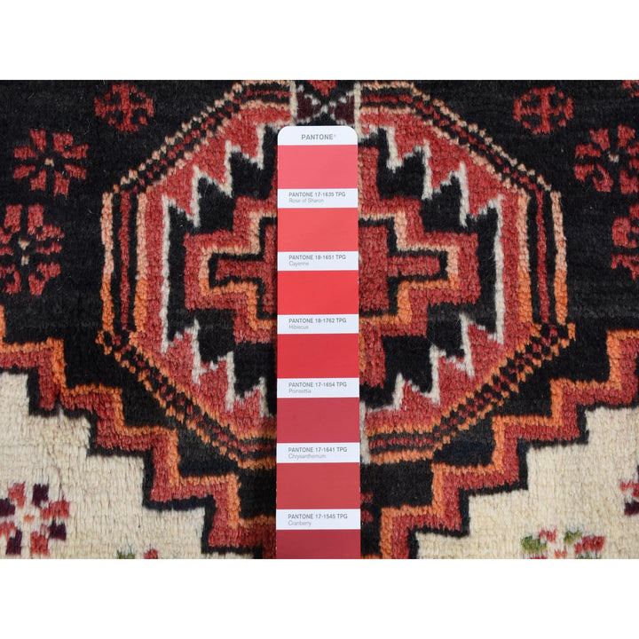 3'10" x 7'1" Vintage Hand Knotted Red Wool Rectangle Oriental Rug - MOA10287572