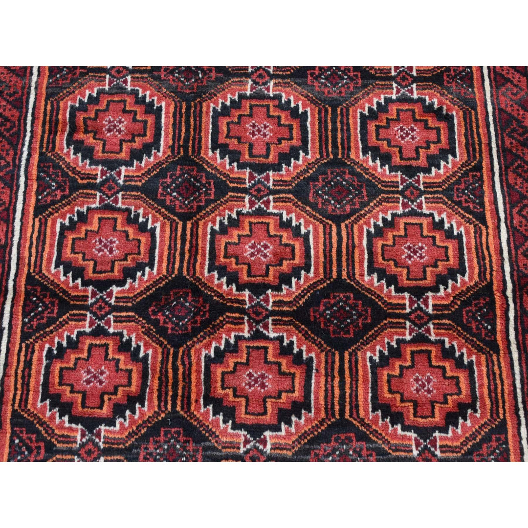 3'10" x 7'1" Vintage Hand Knotted Red Wool Rectangle Oriental Rug - MOA10287572