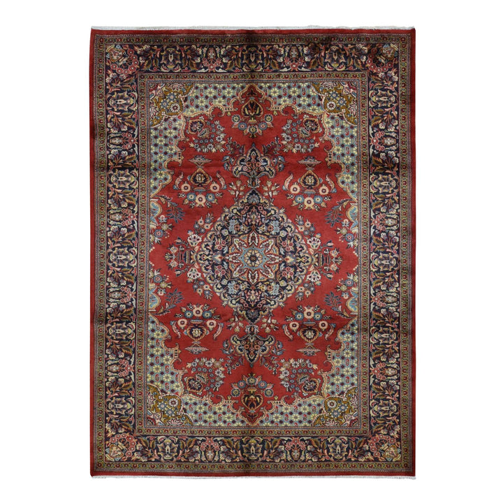 7'2" x 10'5" New Hand Knotted Red Wool Rectangle Oriental Rug - MOA10287596