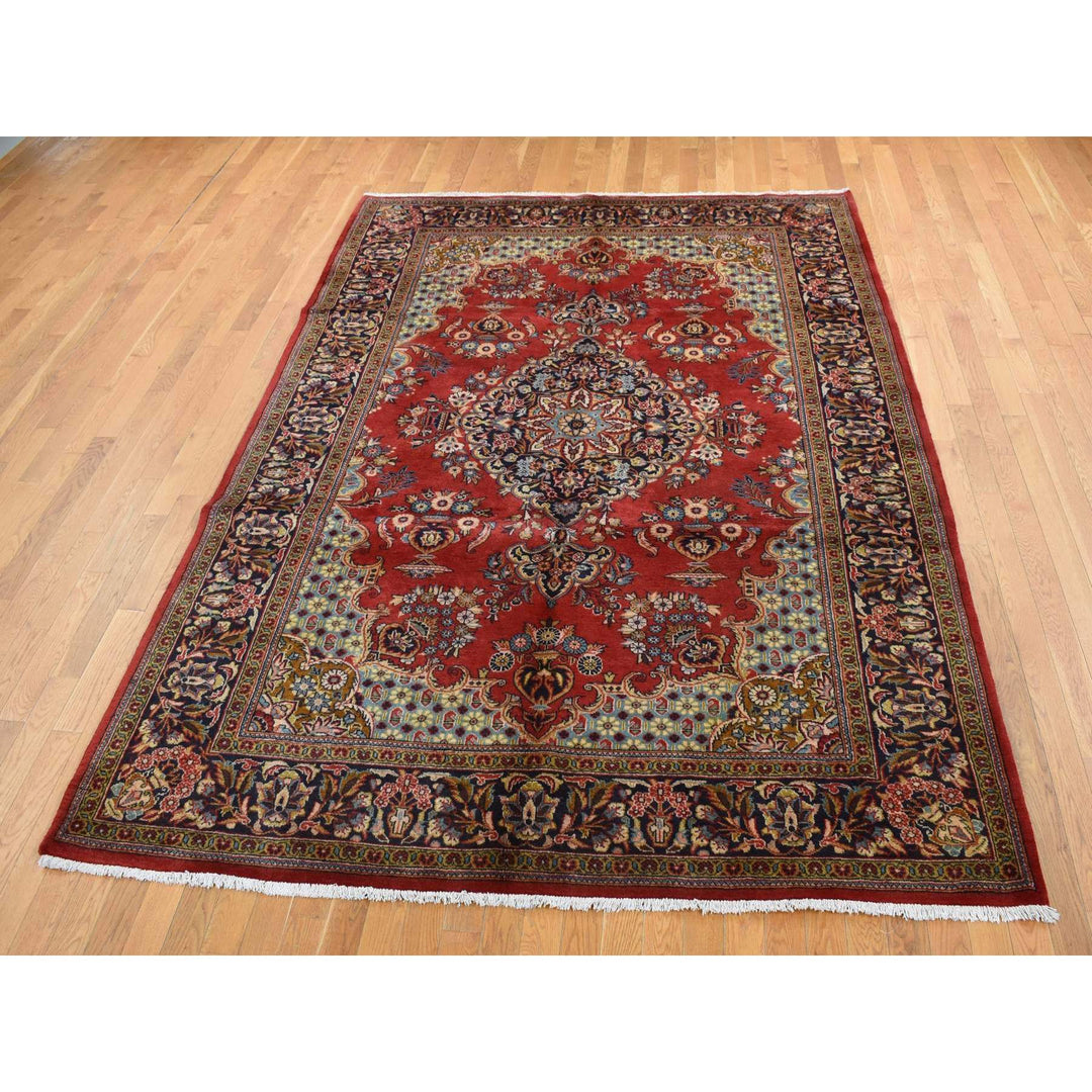 7'2" x 10'5" New Hand Knotted Red Wool Rectangle Oriental Rug - MOA10287596