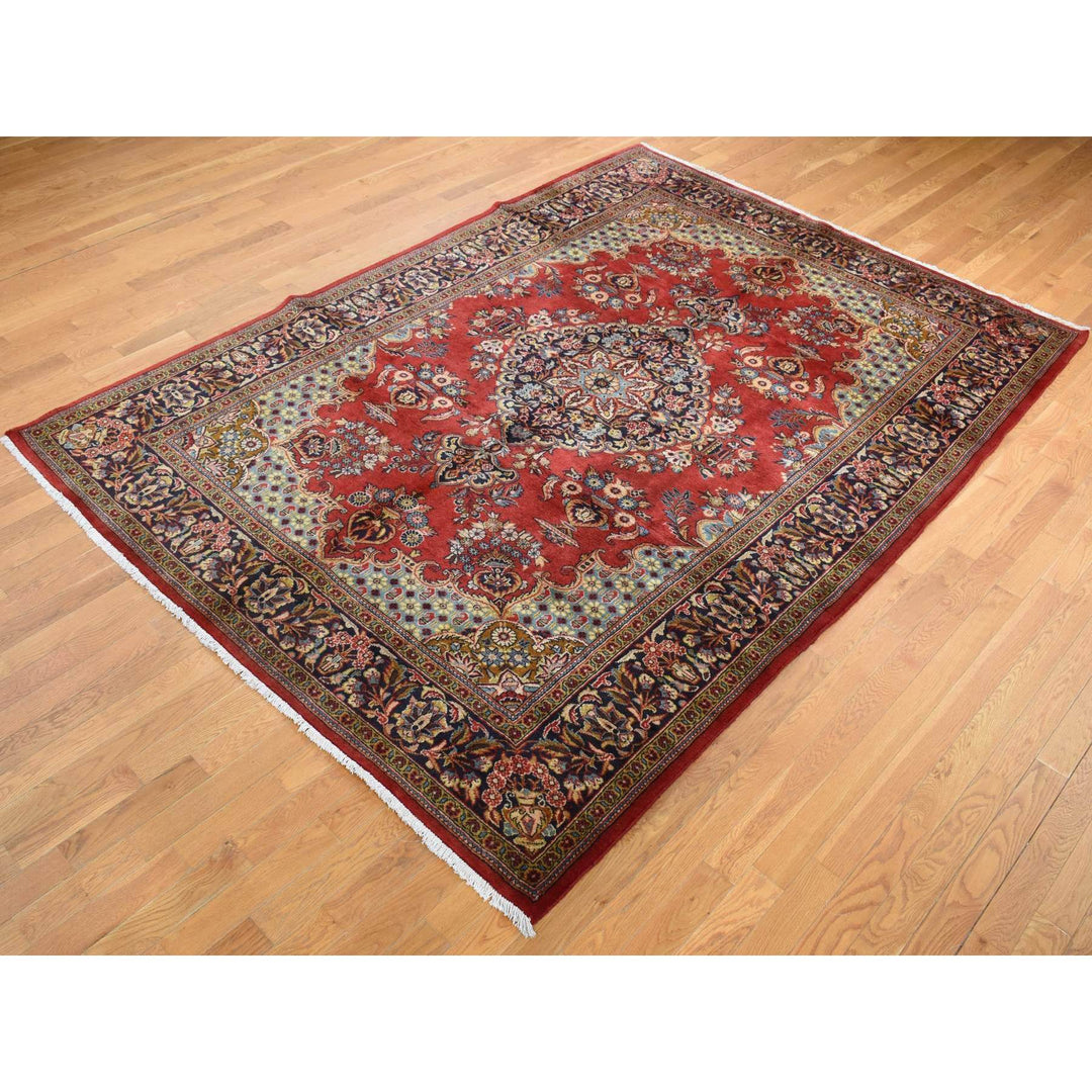 7'2" x 10'5" New Hand Knotted Red Wool Rectangle Oriental Rug - MOA10287596