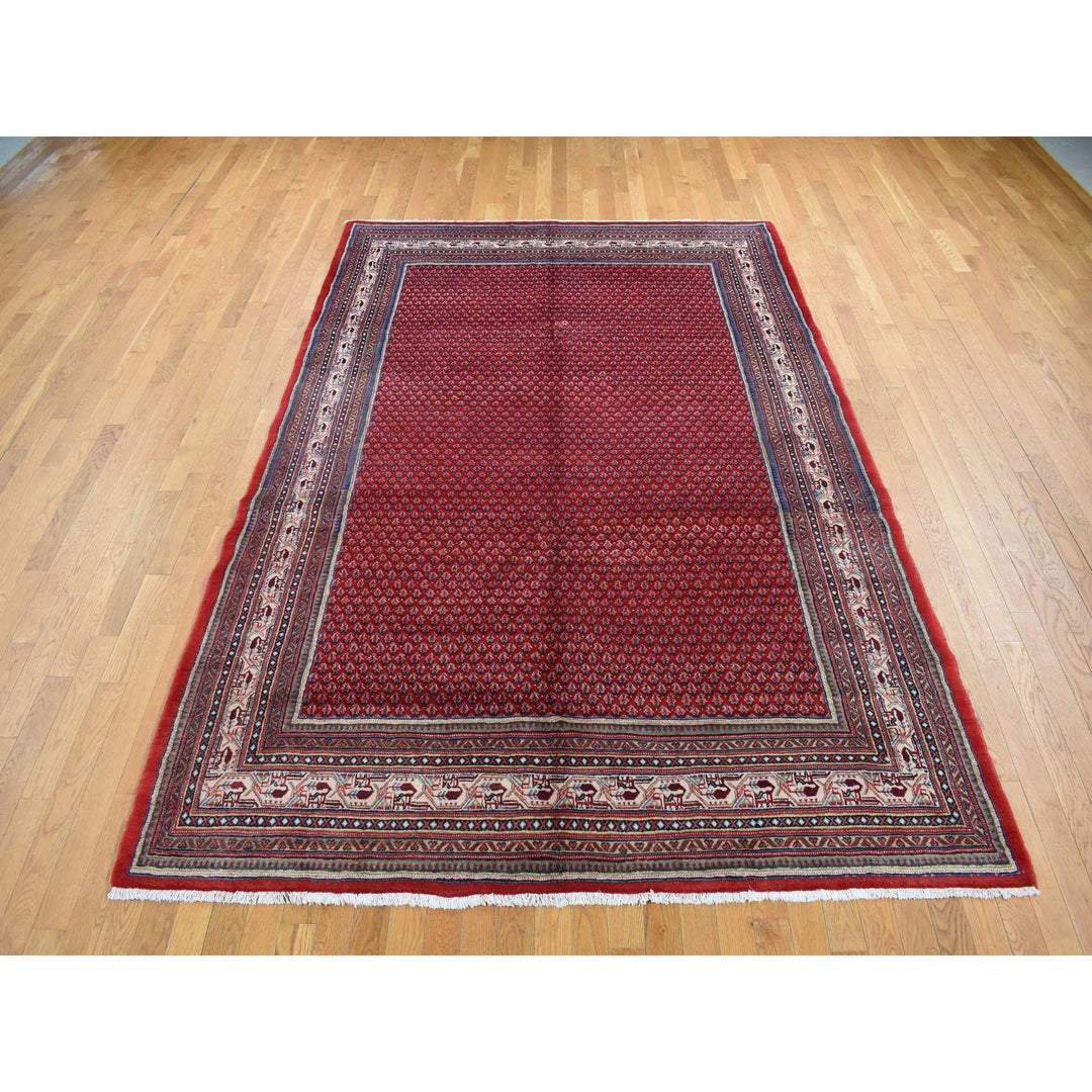 7'1" x 10'8" New Hand Knotted Red Wool Rectangle Oriental Rug - MOA10287597