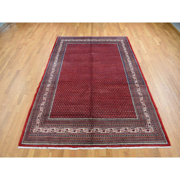 7'1" x 10'8" New Hand Knotted Red Wool Rectangle Oriental Rug - MOA10287597