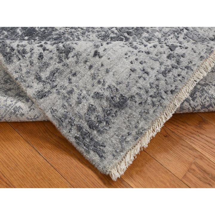 3'0" x 4'10" New Hand Knotted Grey Wool & Pure Silk Rectangle Oriental Rug - MOA10287605